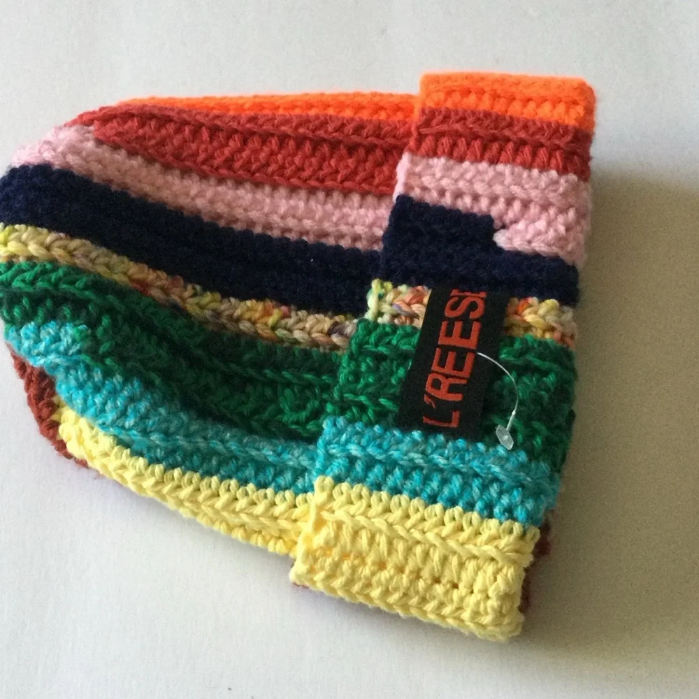 L’REESE HANDMADE MIXED CROCHET BEANIE MULTI COLOR UNISEX OS NWOT
